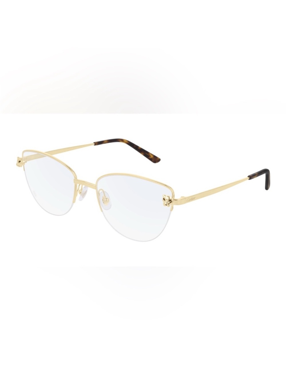 Cartier Glasses Gold Rim Cat-Eye with Tortoiseshell Temples